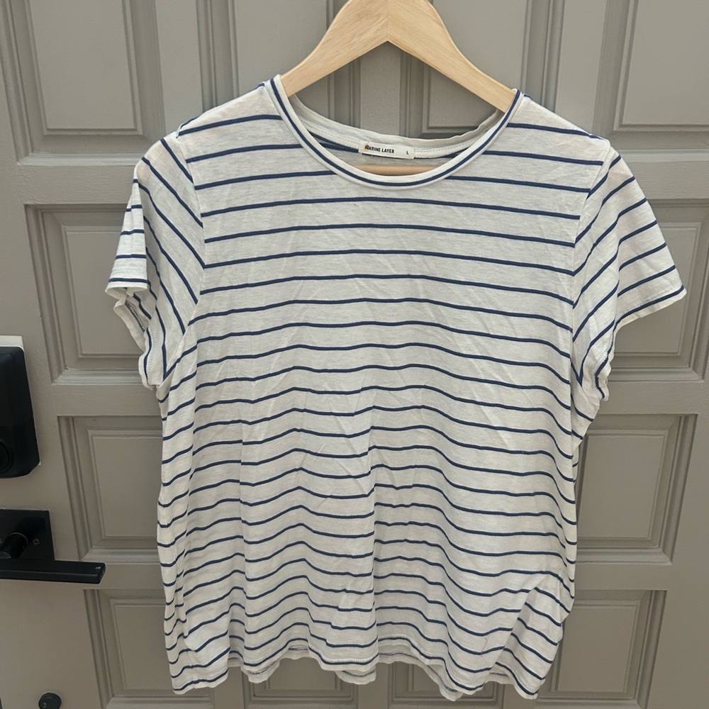 Marine Layer Nautical Blue and White Tee
